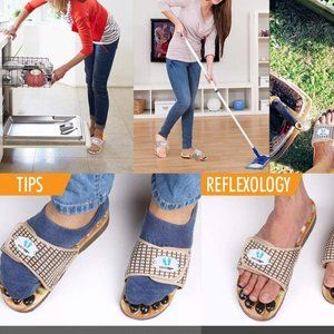 ♥ Acupressure Massage Slippers w/Natural Stone, Therapeutic Reflexology Sandals